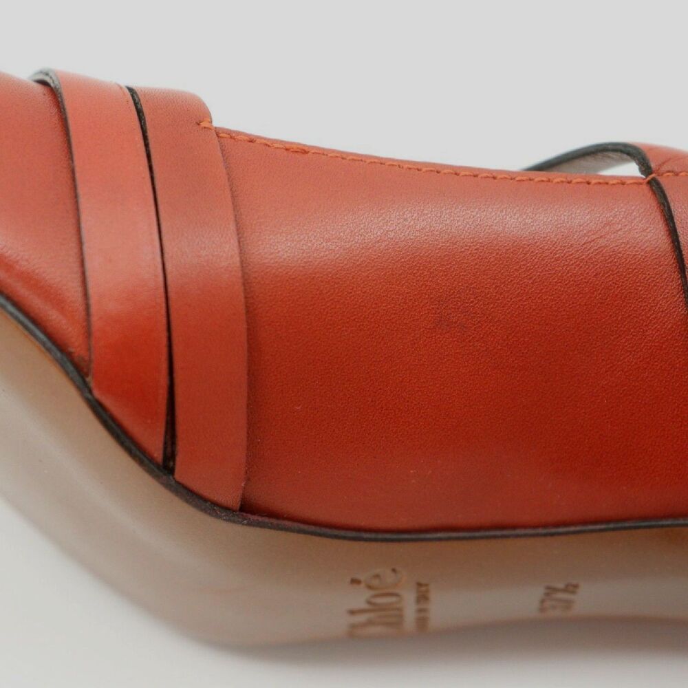 Chloé Leather Mary Jane Heels Terracotta Red Block Heels EU 37.5/US 7 Boxed EUC - Picture 8 of 13